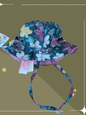 ✨ nwt Baby Millymook Reversible Floral Sunhat 0-12 Mo
